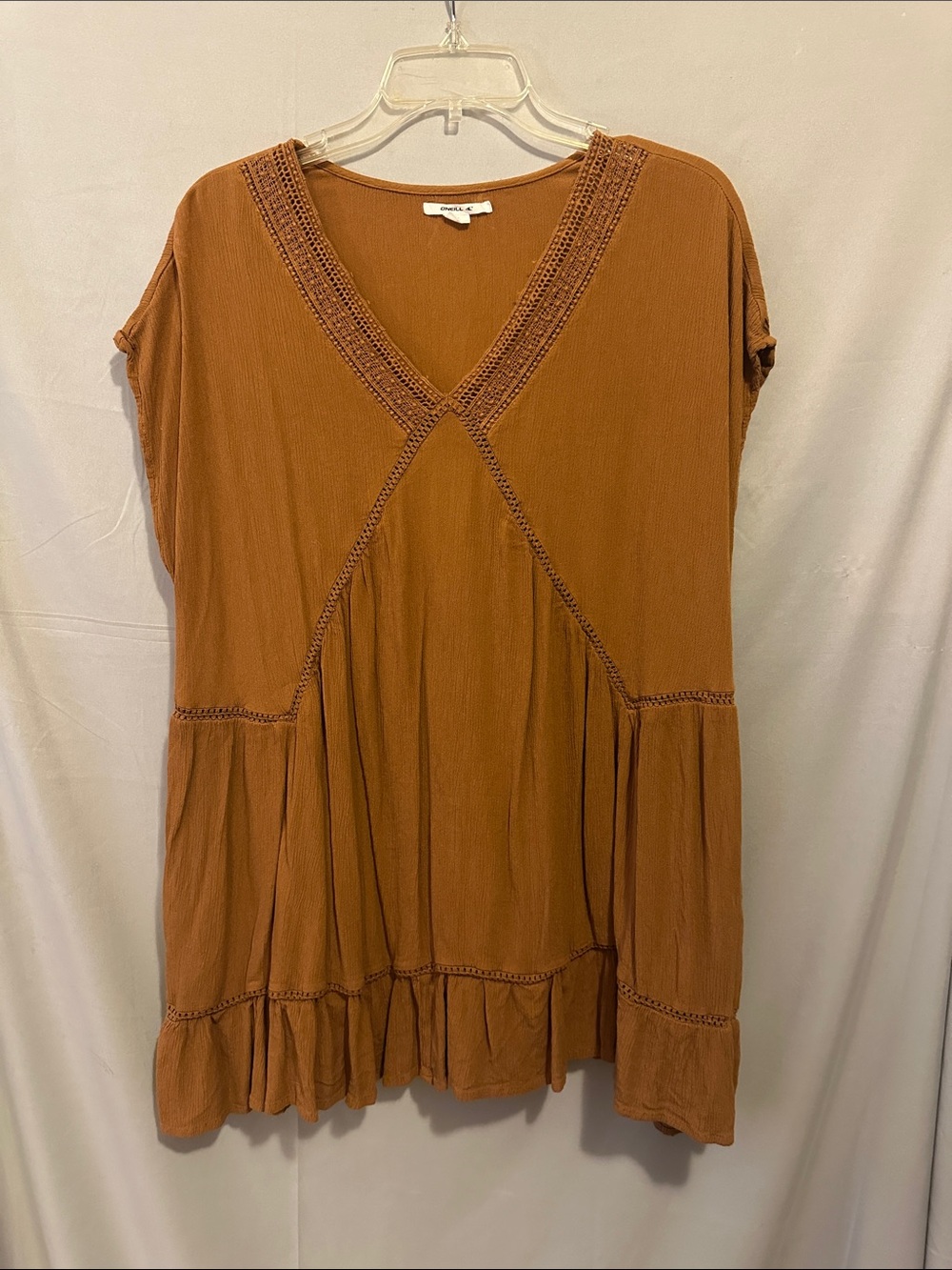 O'Neill Rust V-Neck Crochet Trim Swim Coverup